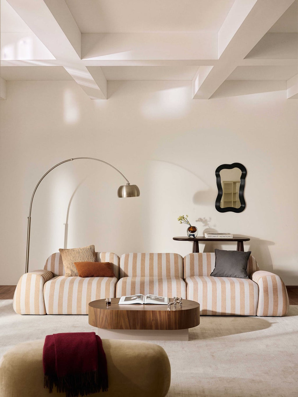 Wolke Modular Striped Sofa (4-seater) — Beige