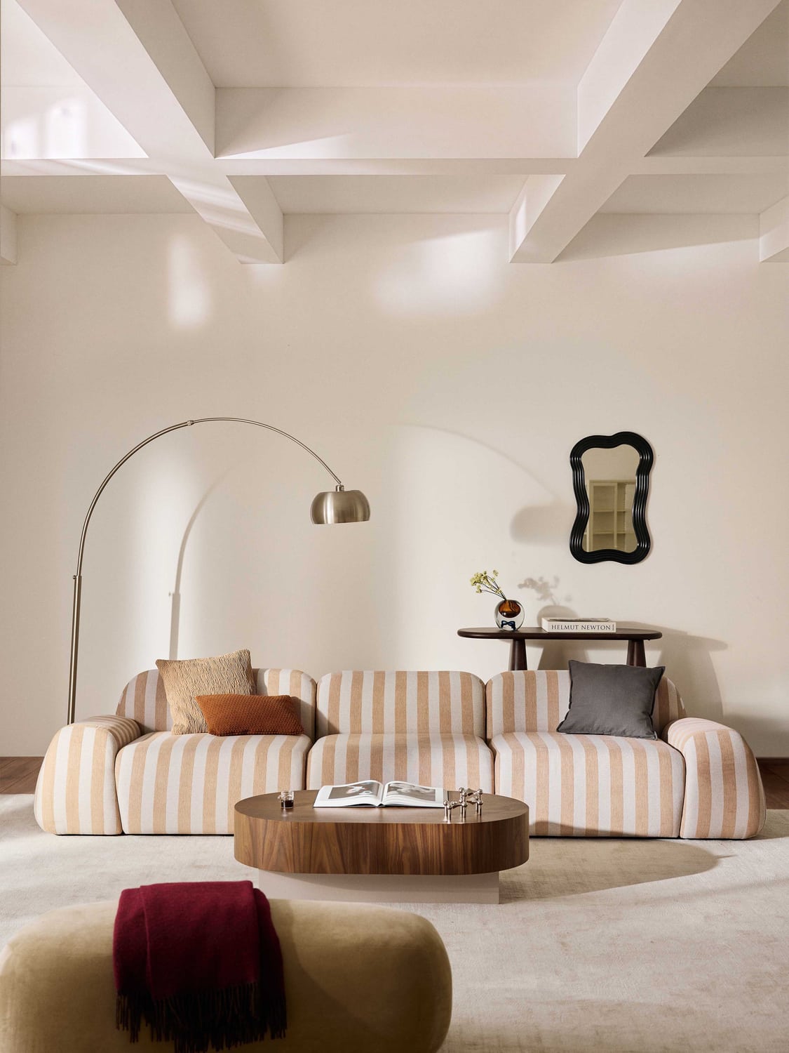 Wolke Modular Striped Sofa (4-seater) — Beige
