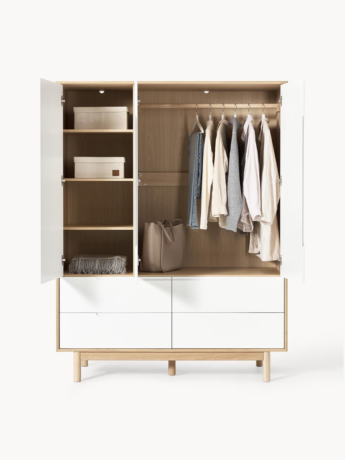 Cassy Wardrobe, 3-door — Off-White