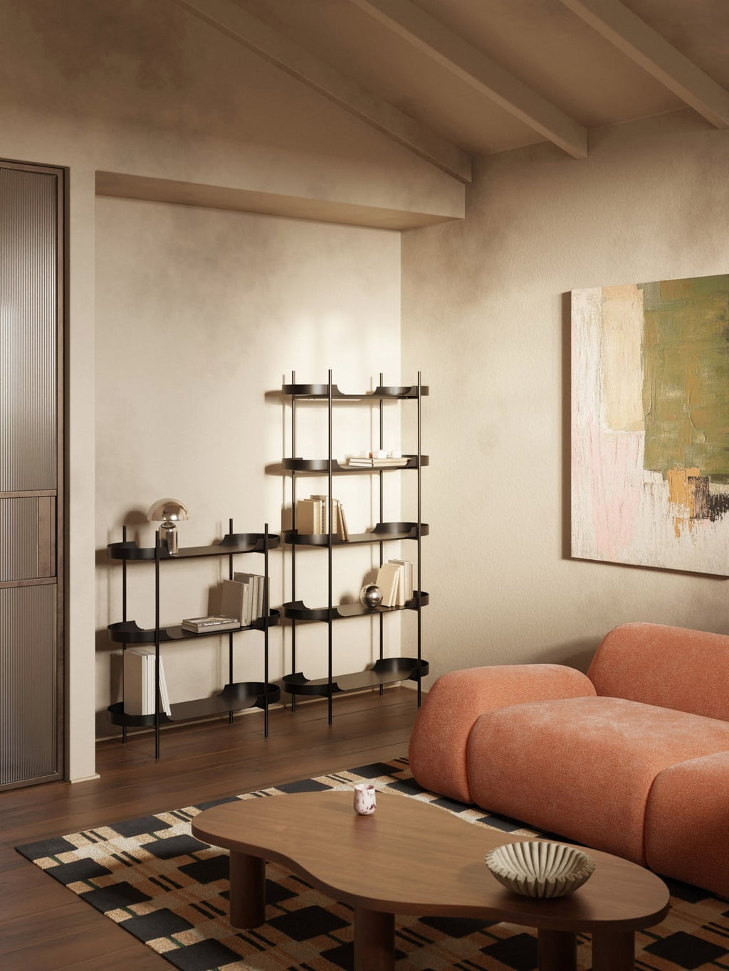 Taru Tall Metal-Shelving Unit — Grey