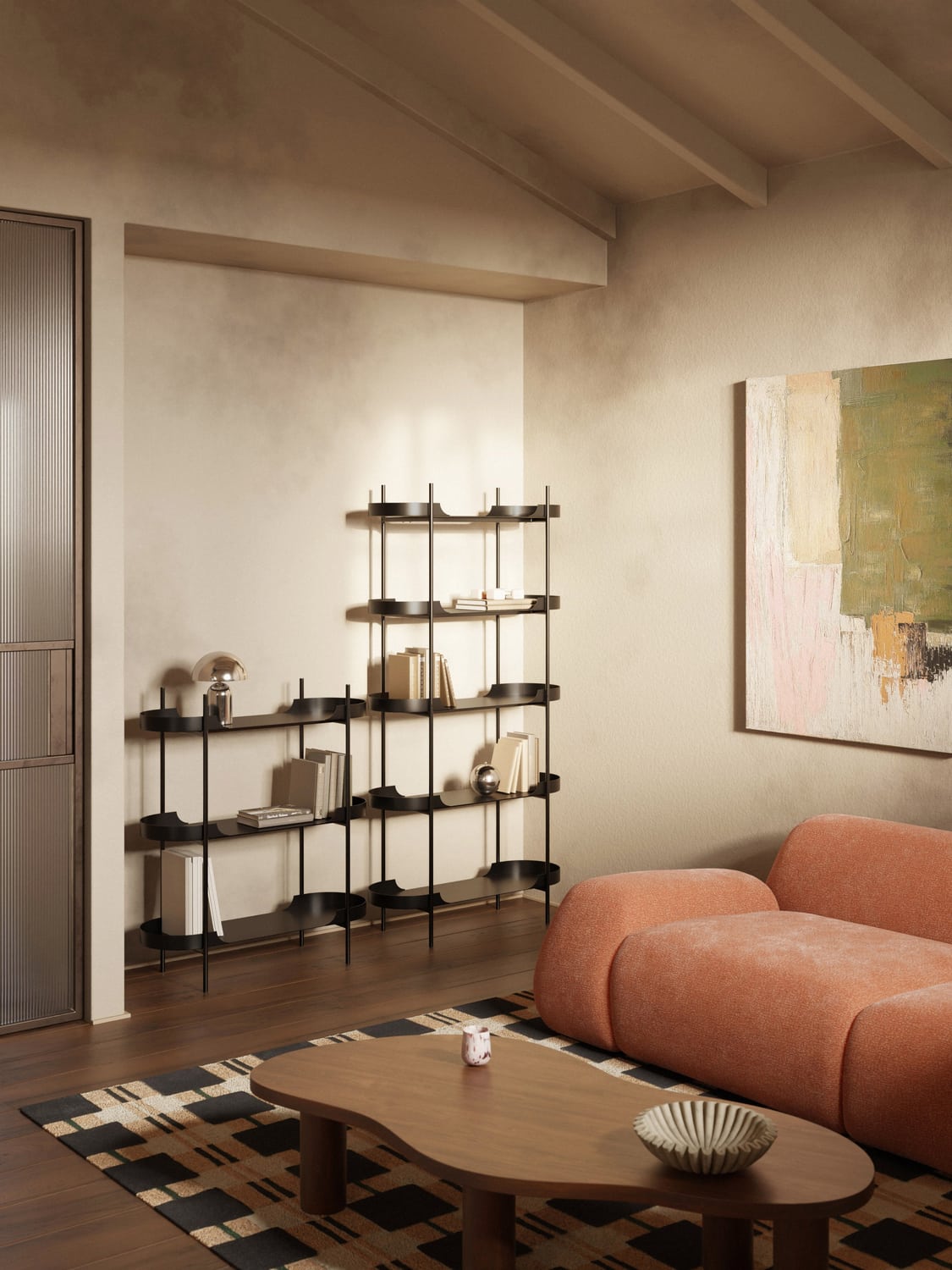 Taru Tall Metal-Shelving Unit — Grey