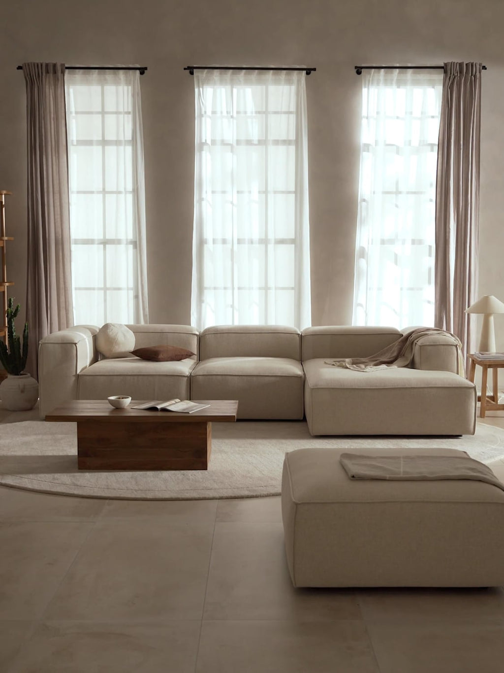 Lennon Modular Corner Sofa (4-seater) in Linen Blend — Off-White