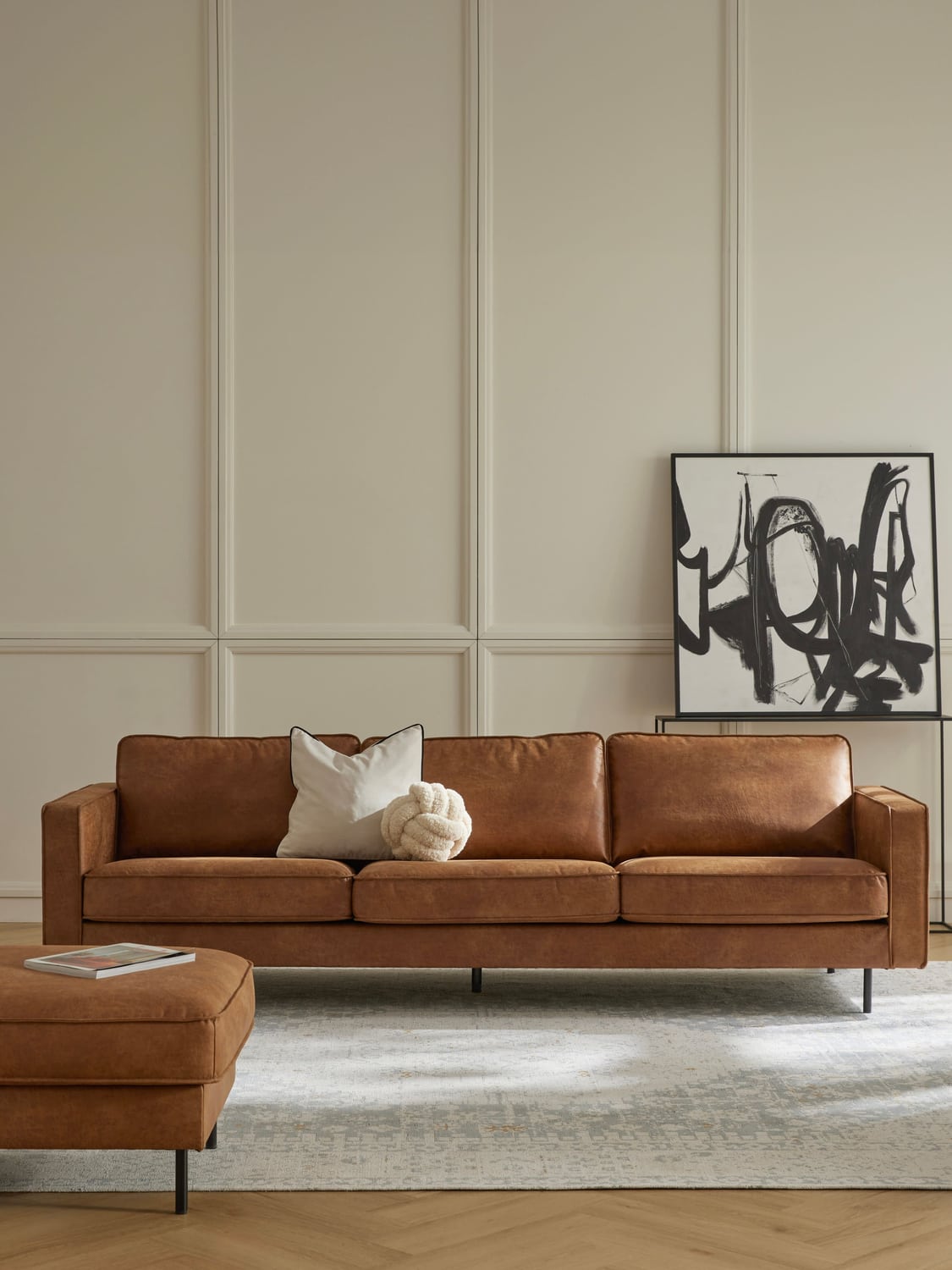 Hunter Leather-Sofa (3-seater) — Camel