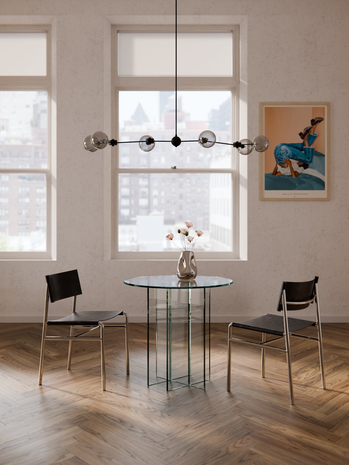 Anouk Round Dining Table in Glass, in various sizes — Off-White