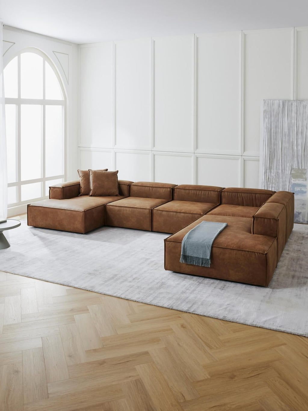 Lennon Modular XL Sofa in Leather — Camel