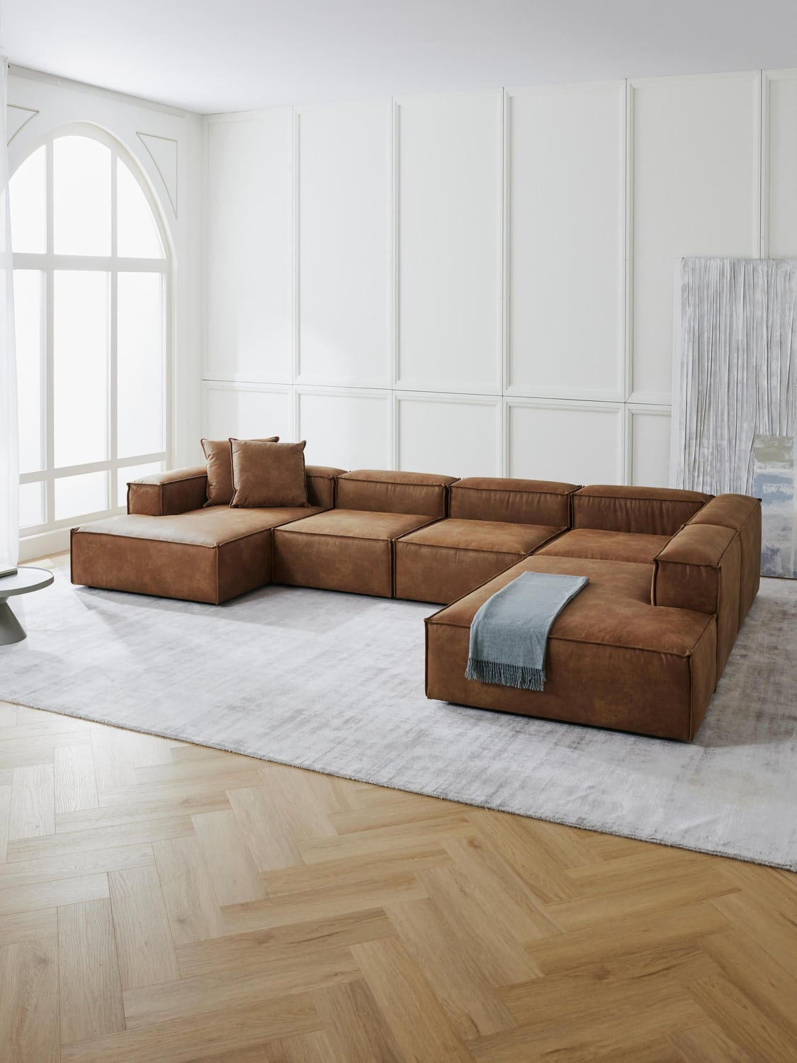 Lennon Modular XL Sofa in Leather — Camel