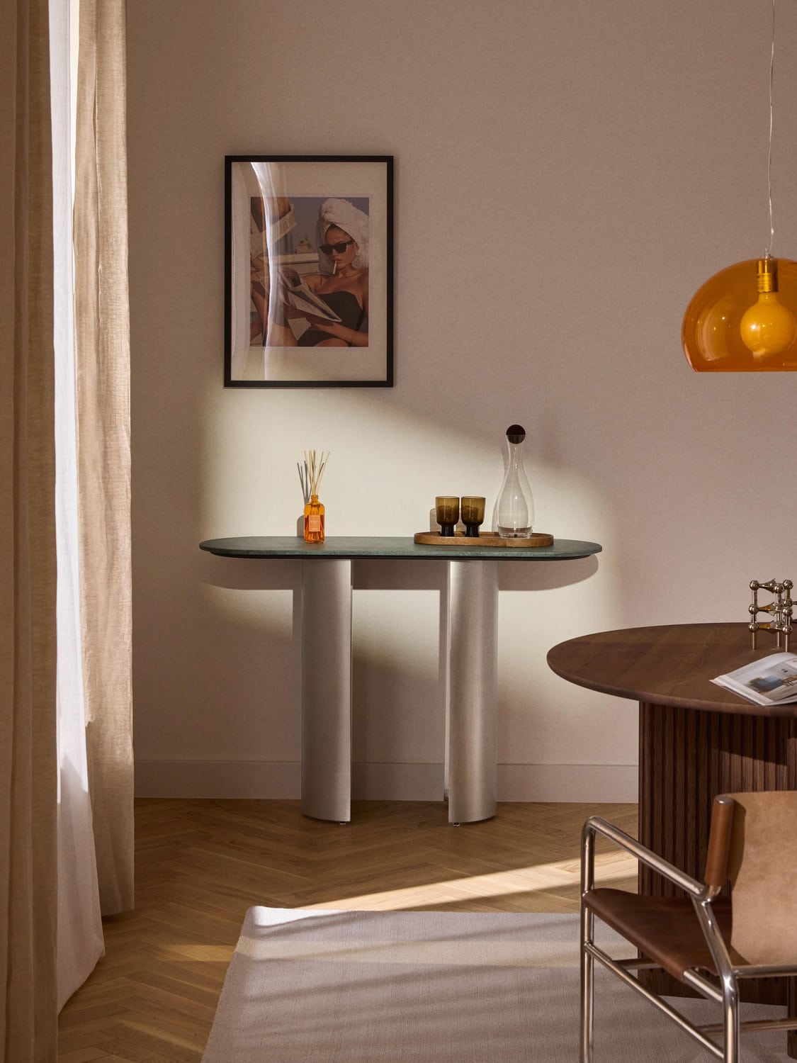 Noam Console Table with Marble Top — Stone Grey