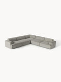 Melva Corduroy Corner Sofa (4-seater) — Stone Grey