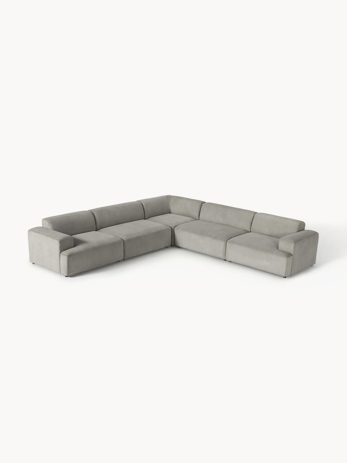 Melva Corduroy Corner Sofa (4-seater) — Stone Grey