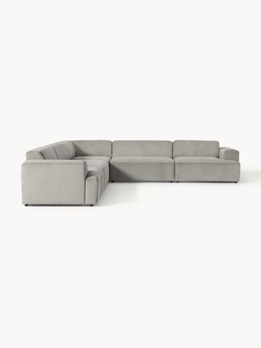 Melva Corduroy Corner Sofa (4-seater) — Stone Grey