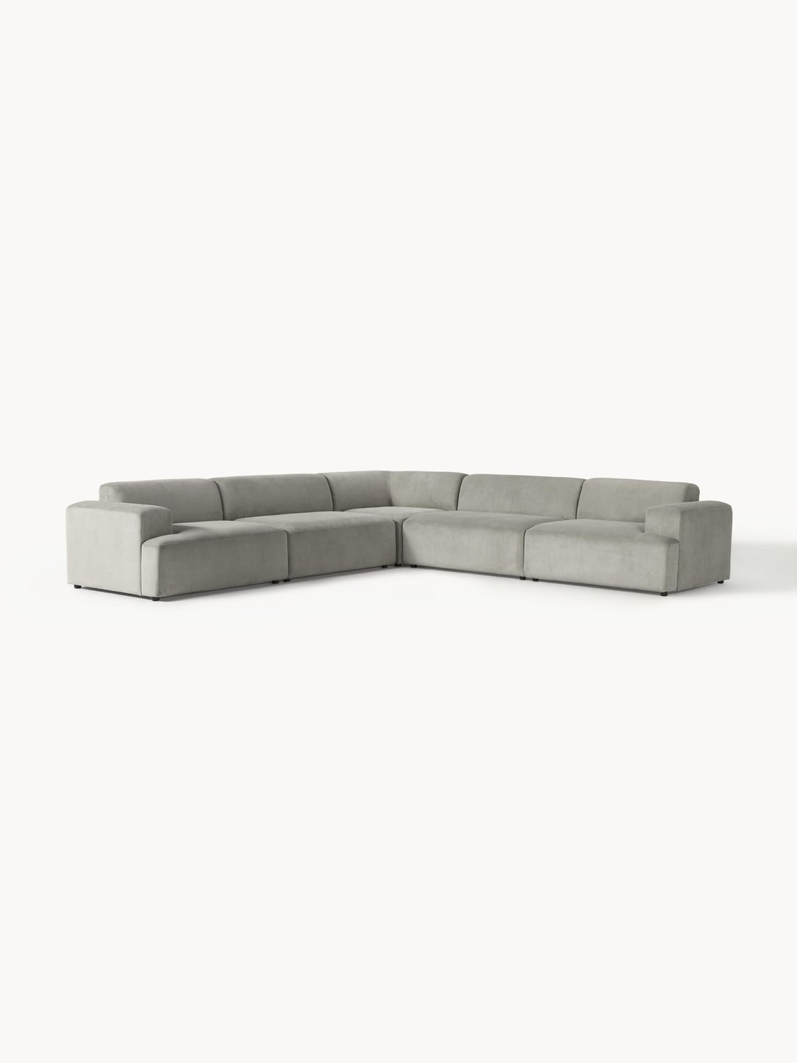 Melva Corduroy Corner Sofa (4-seater) — Stone Grey