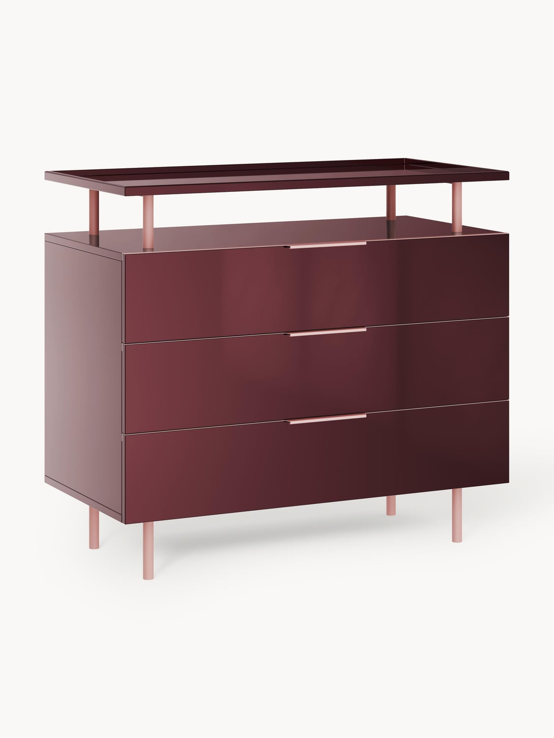 Lennie High-Gloss Chest of Drawers — Brown