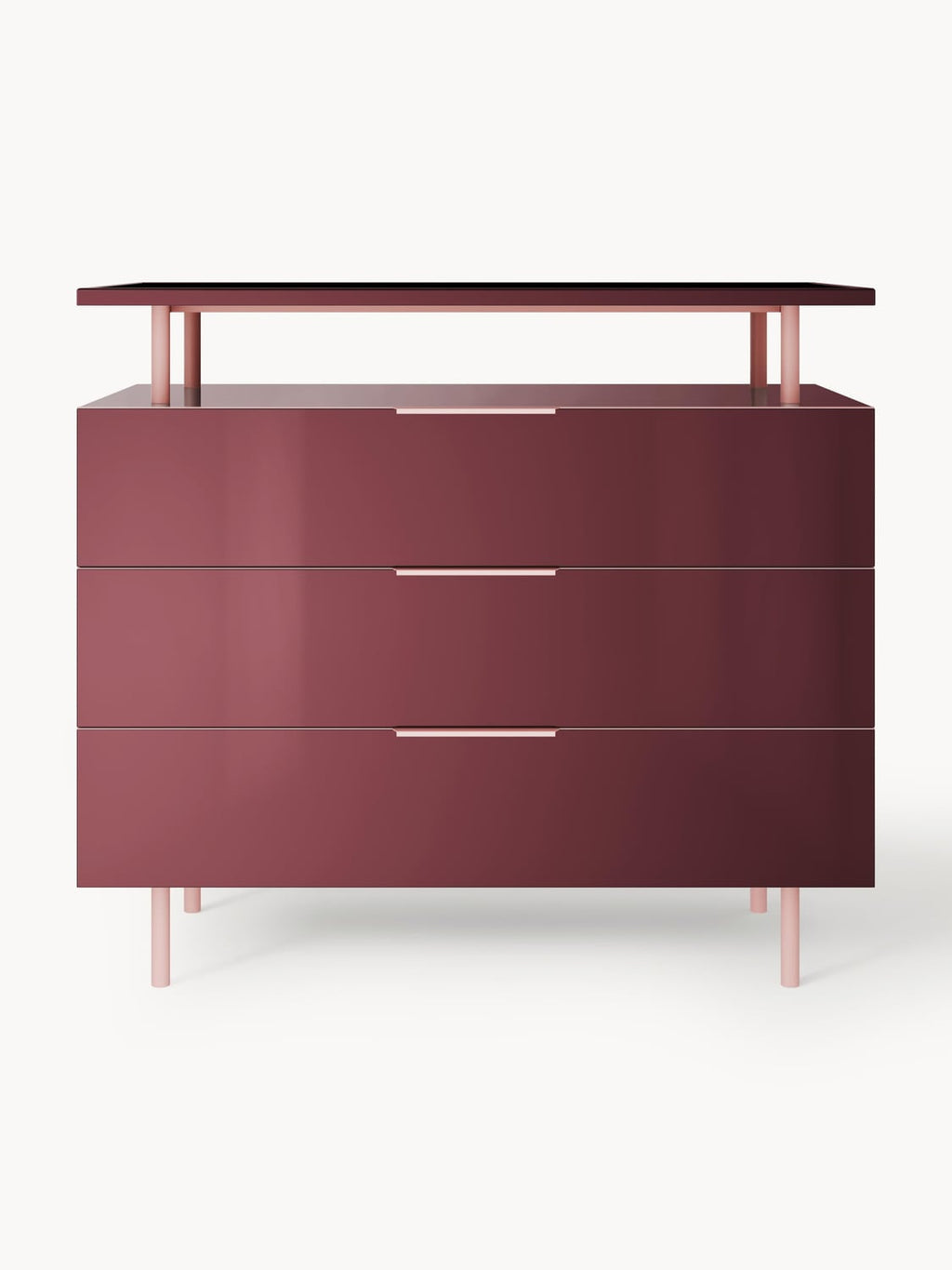 Lennie High-Gloss Chest of Drawers — Brown