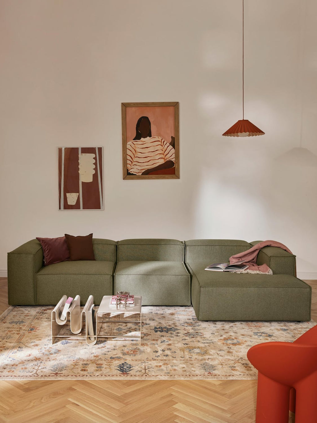 Lennon Modular Corner Sofa (4-seater) — Olive