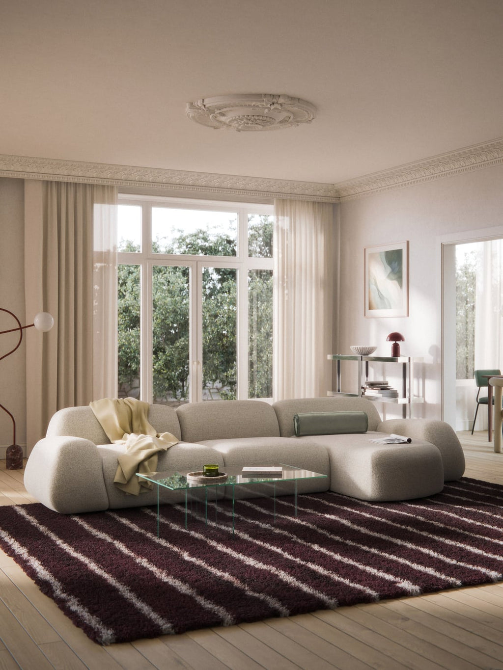 Wolke Modular Bouclé Corner Sofa (4-seater) — Blush