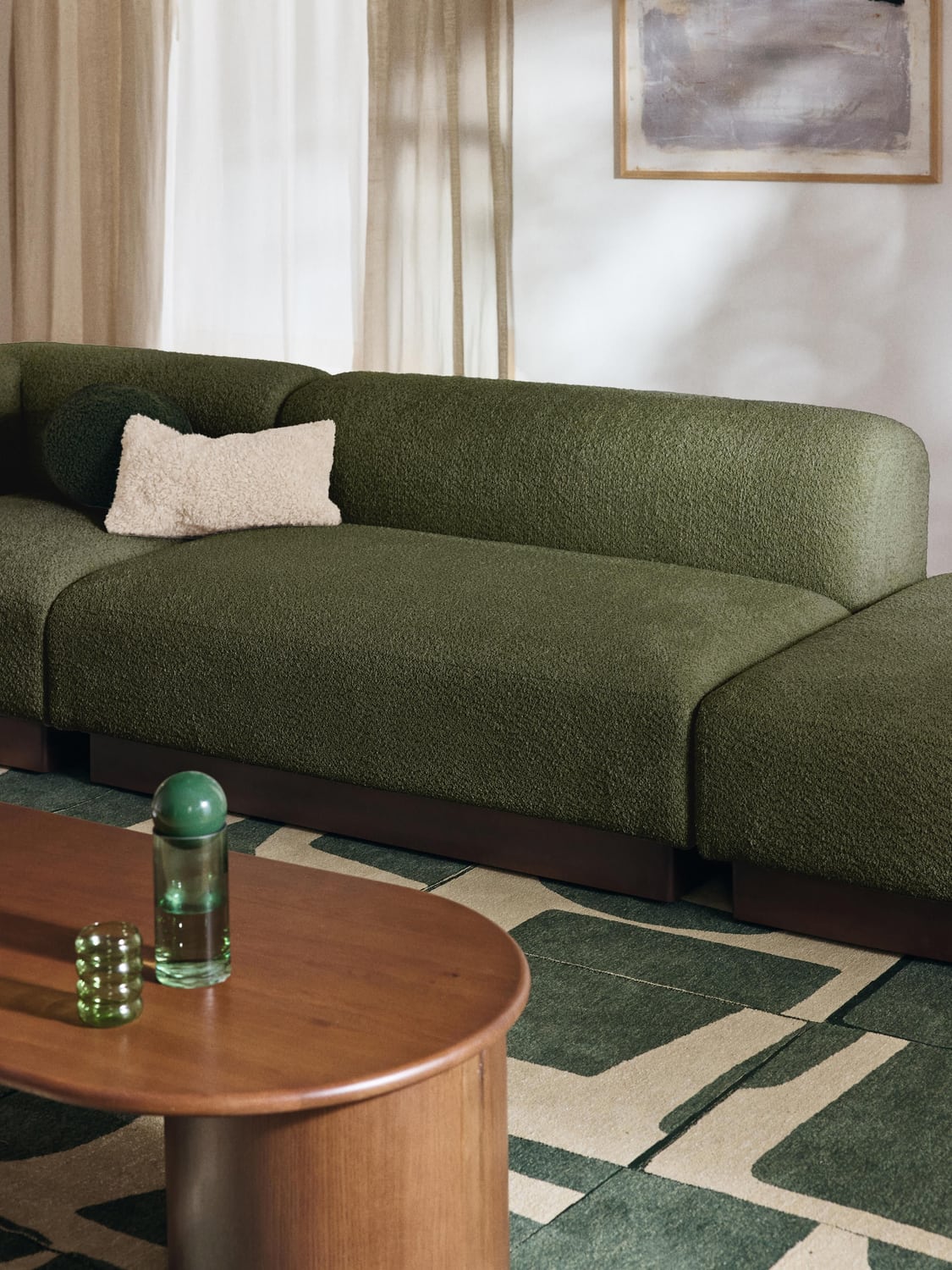 Natalie Sofa (2-seater) in Teddy Bouclé — Olive