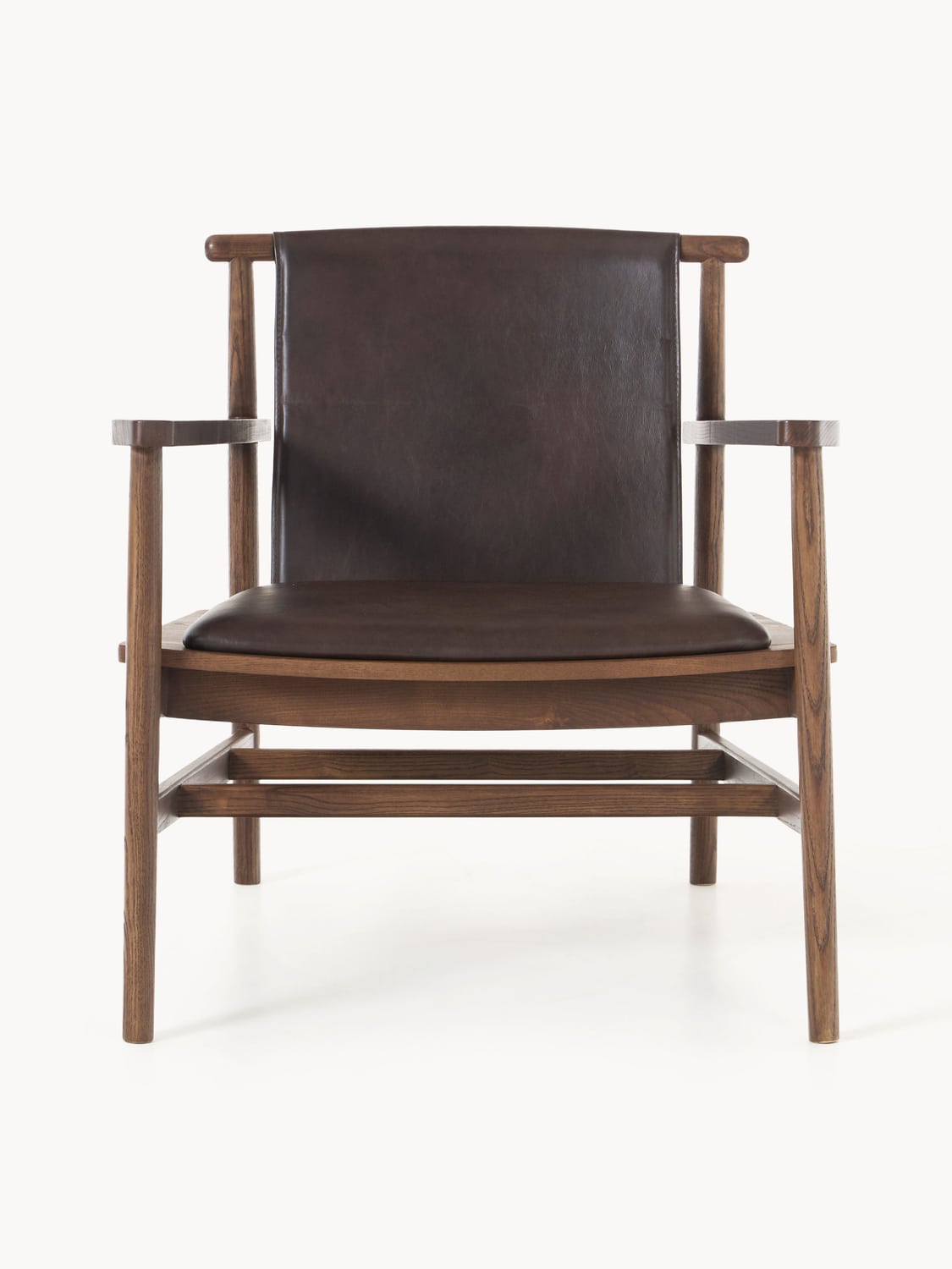 Hayo Armchair in Ash with Leather Seat — Dark Grey