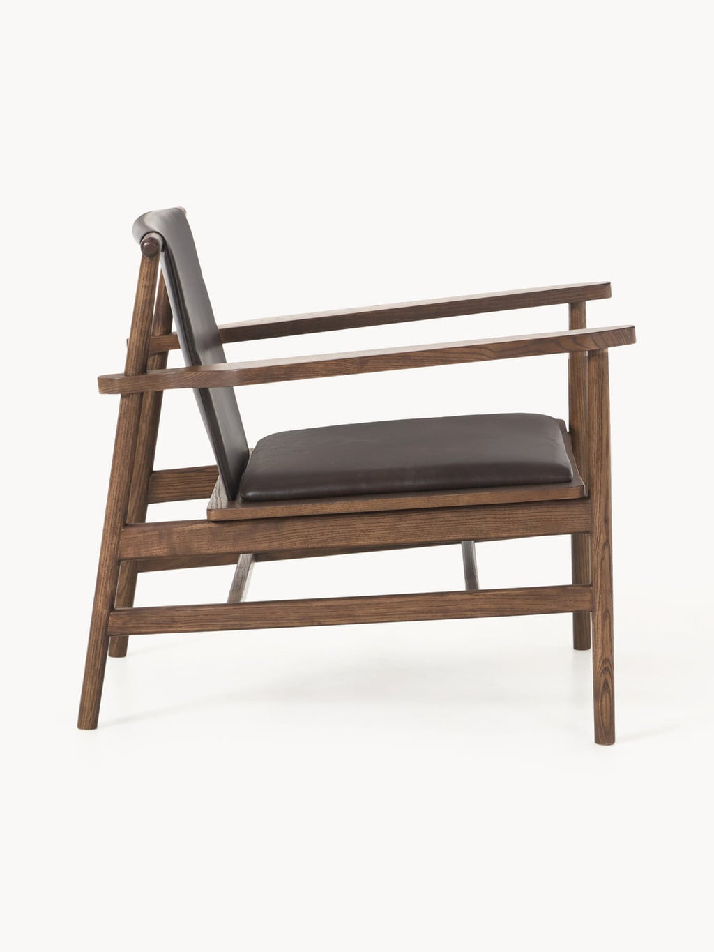 Hayo Armchair in Ash with Leather Seat — Dark Grey