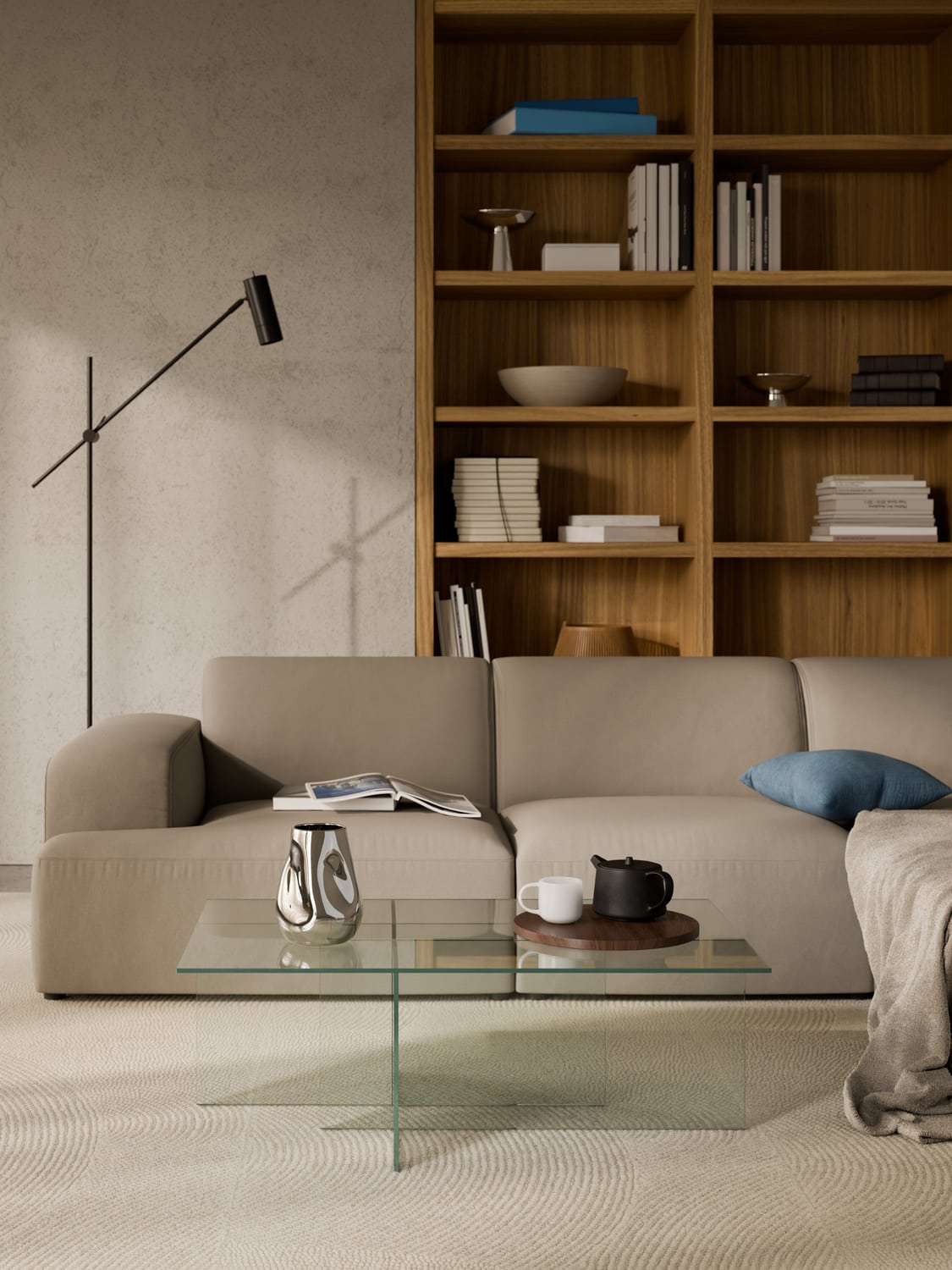 Anouk Glass-Coffee Table, B 102 cm — Off-White