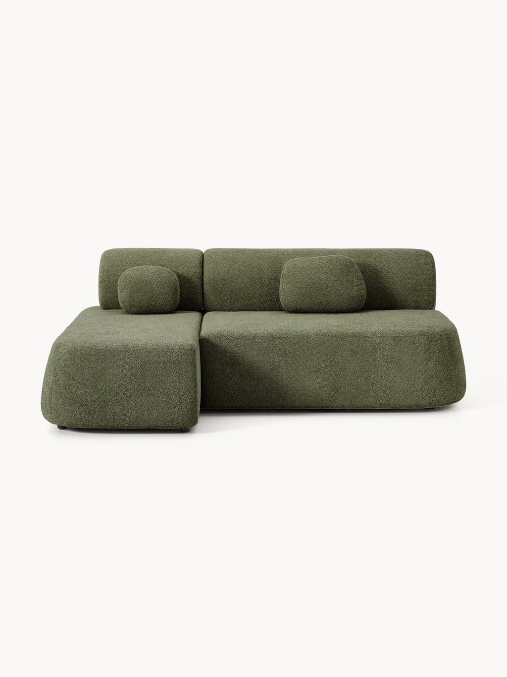 Pao Sofa Bed in Teddy Bouclé with Storage — Green