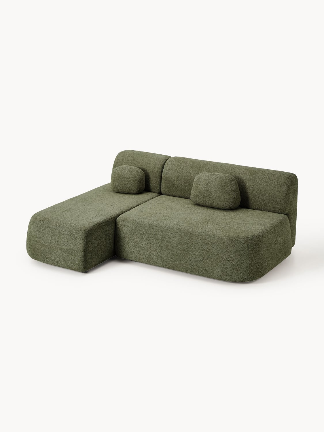 Pao Sofa Bed in Teddy Bouclé with Storage — Green