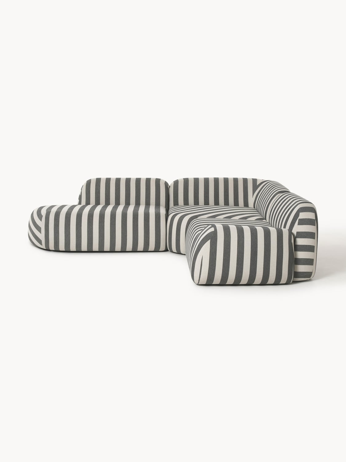 Wolke Modular Striped Corner Sofa (4-seater) with Chaise Longue — Grey