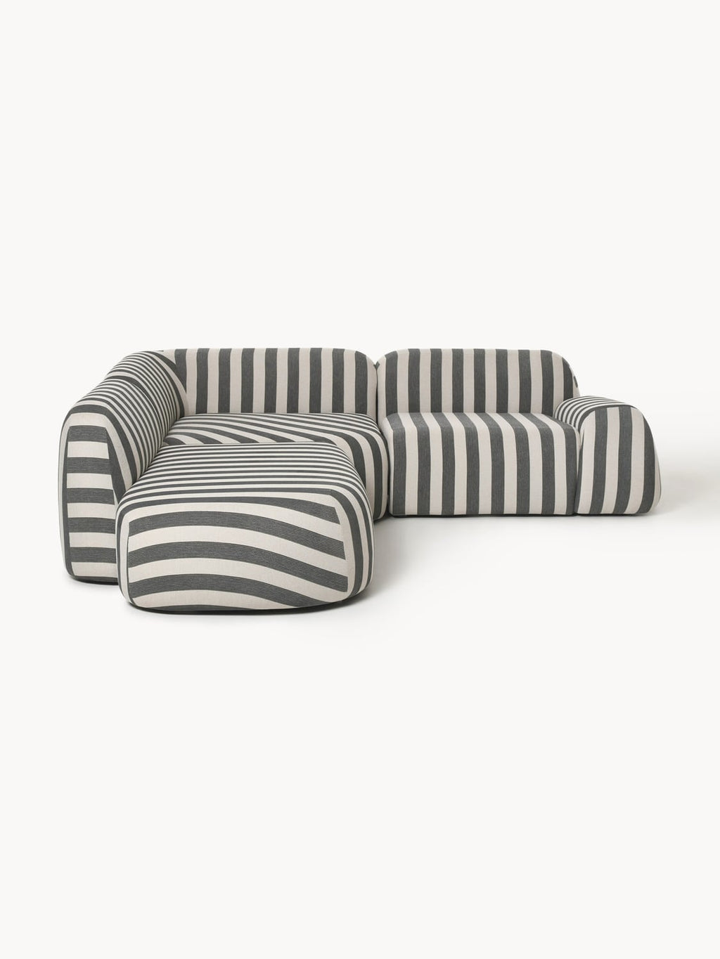 Wolke Modular Striped Corner Sofa (4-seater) with Chaise Longue — Grey