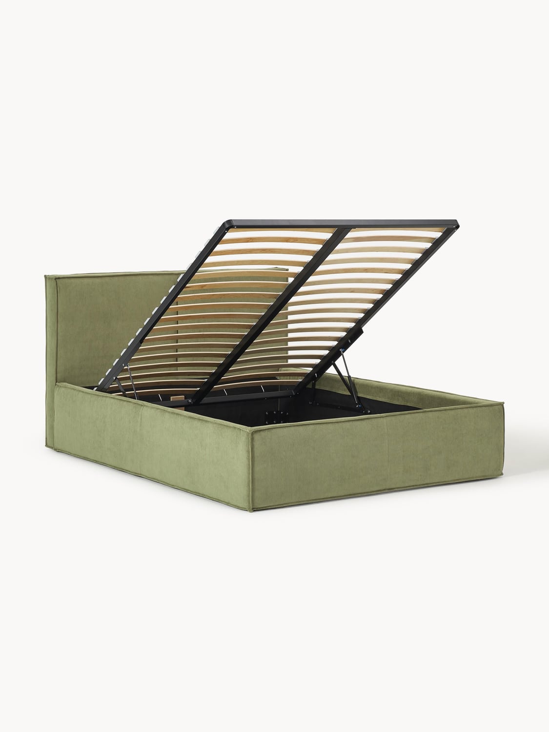 Dream Corduroy-Upholstered Bed with Storage — Sage