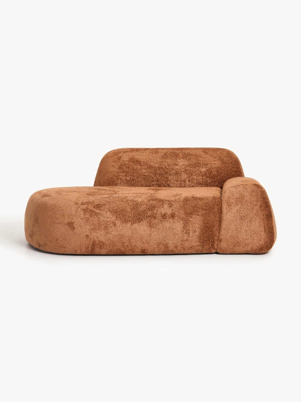 Wolke Teddy Bouclé Sofa (2-seater) with Chaise Longue — Terracotta