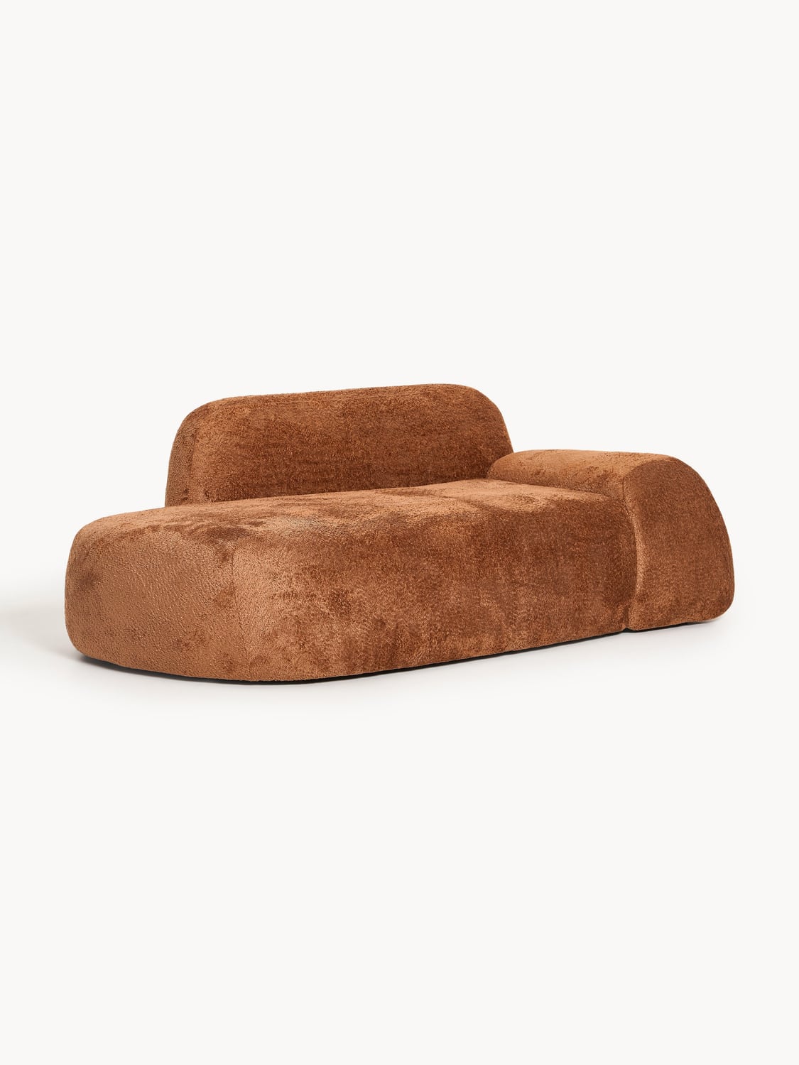 Wolke Teddy Bouclé Sofa (2-seater) with Chaise Longue — Terracotta