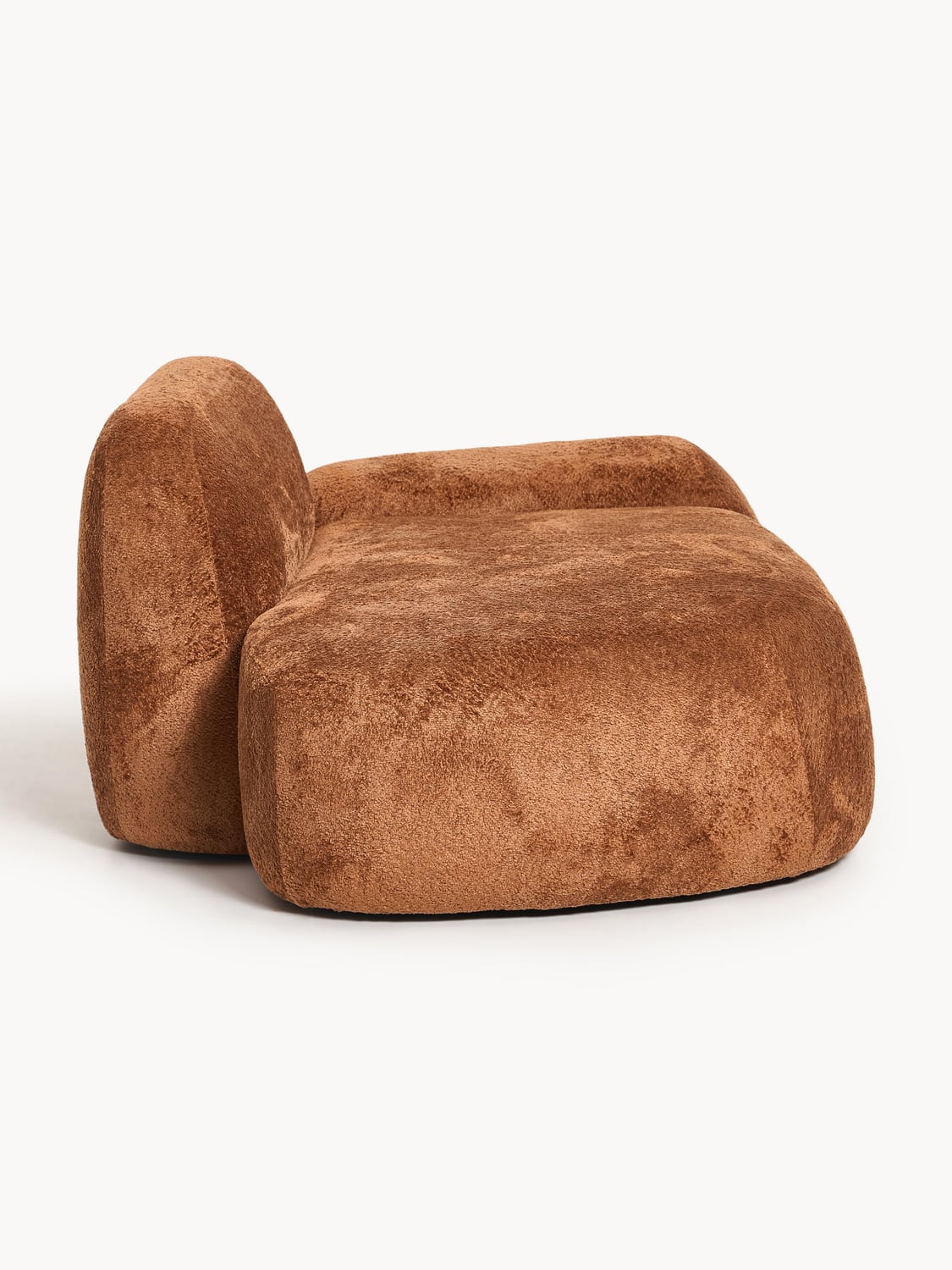 Wolke Teddy Bouclé Sofa (2-seater) with Chaise Longue — Terracotta