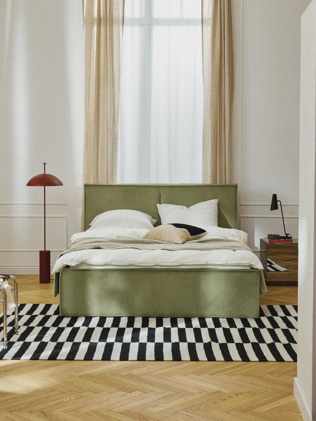 Dream Corduroy-Upholstered Bed — Sage
