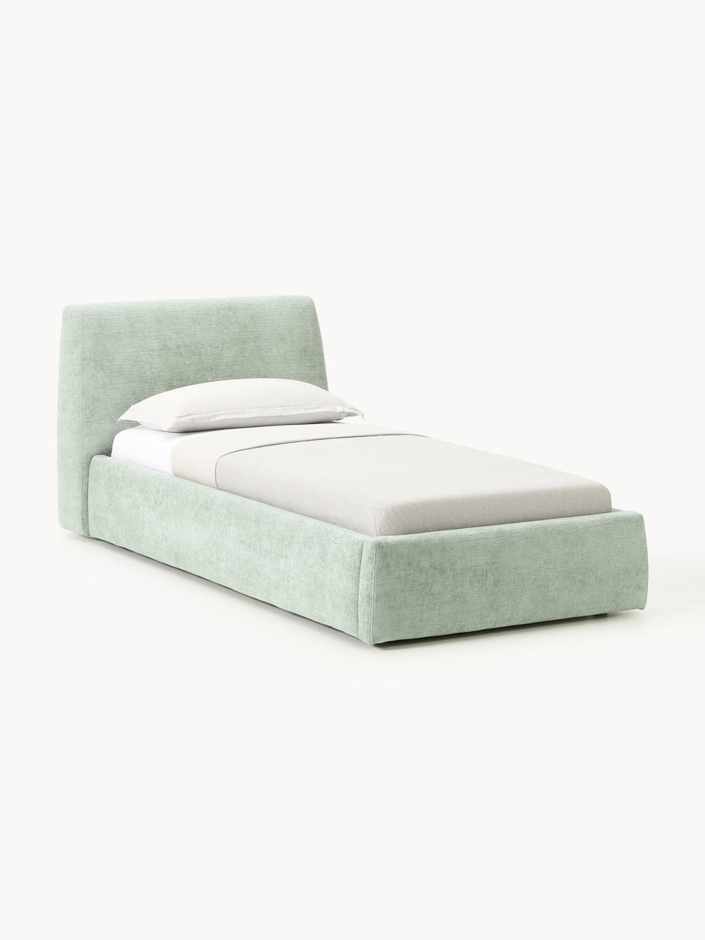 Cloud Upholstered Single Bed — Light Grey