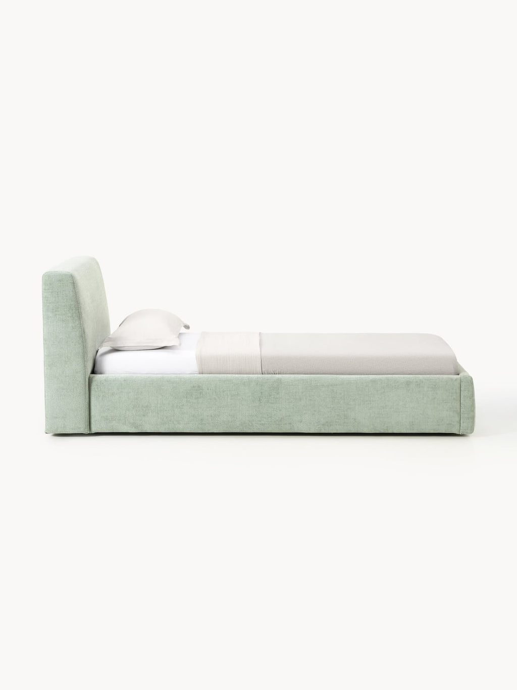 Cloud Upholstered Single Bed — Light Grey