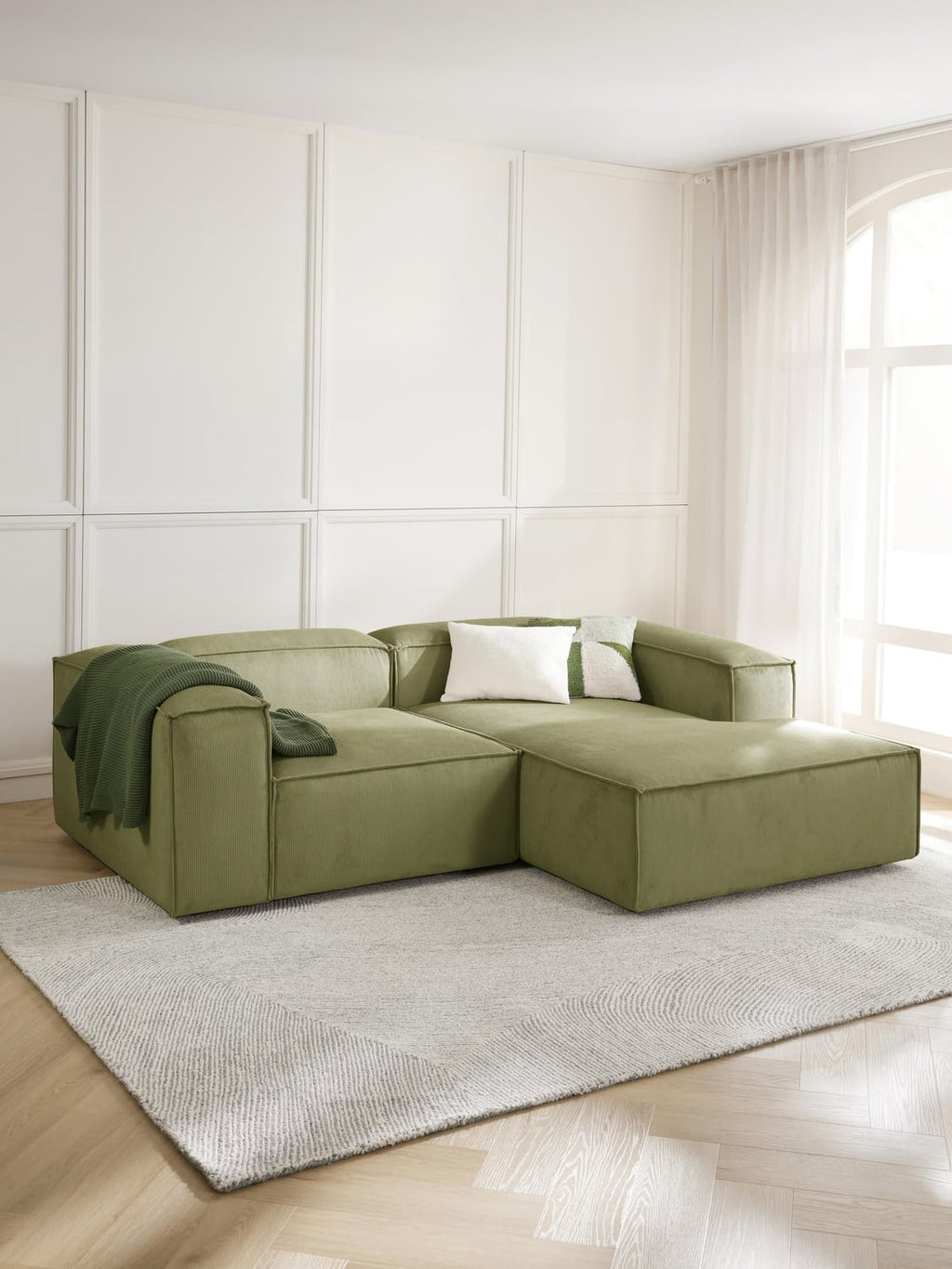 Lennon Modular Corner Sofa (2-seater) in Corduroy — Taupe