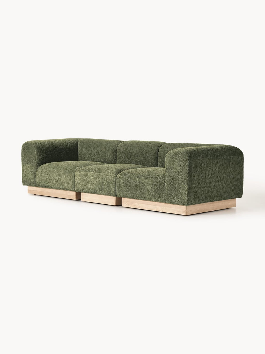 Natalie Modular Sofa (3-seater) in Teddy Bouclé — Olive
