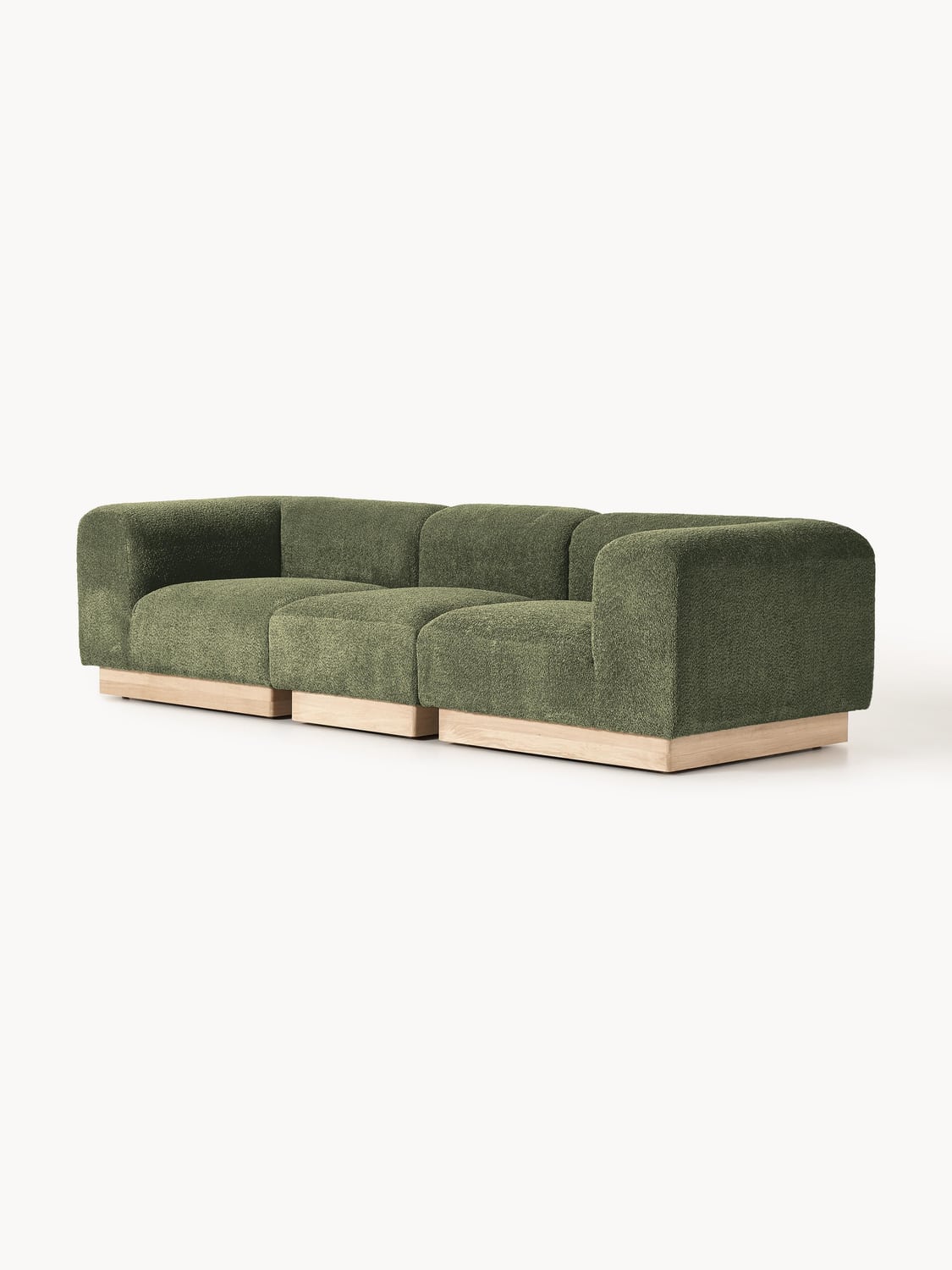 Natalie Modular Sofa (3-seater) in Teddy Bouclé — Olive