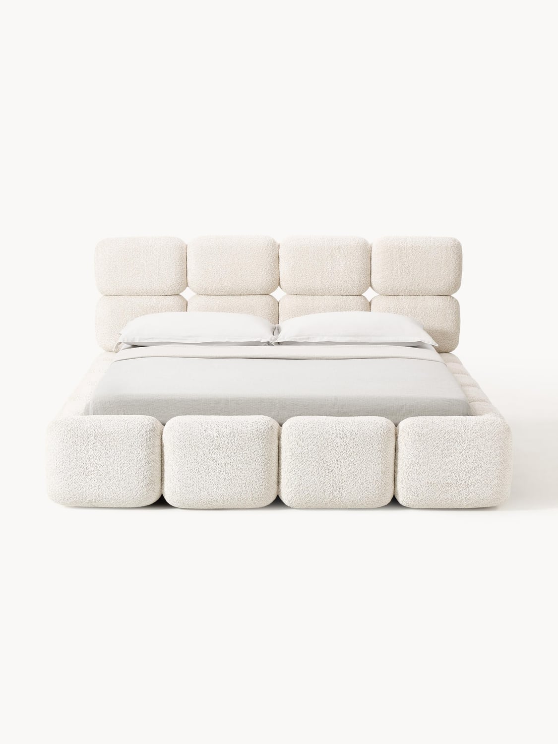 Tayla Upholstered Bed in Teddy Bouclé — Ivory