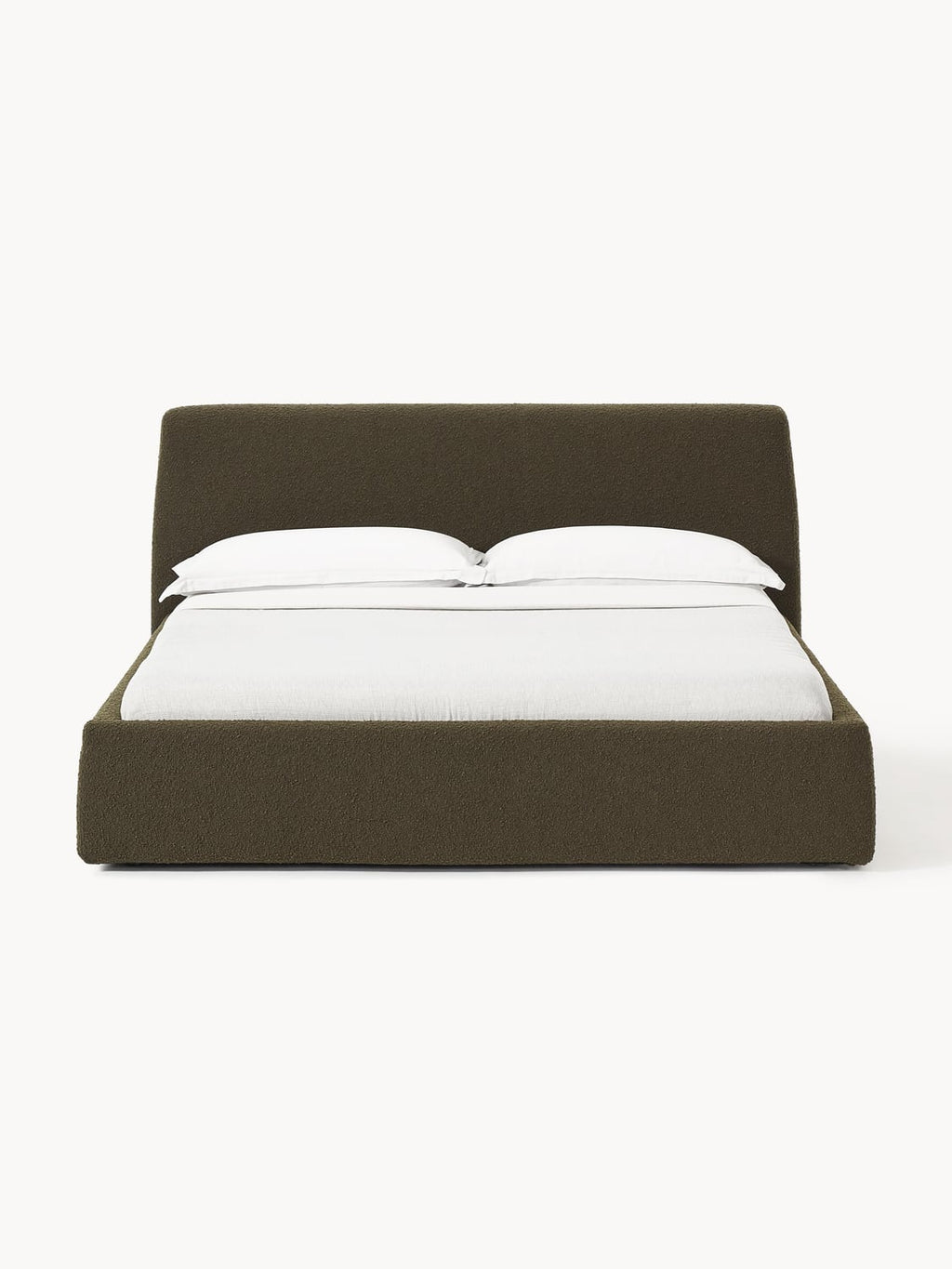 Cloud Bouclé Upholstered Bed — Dark Grey