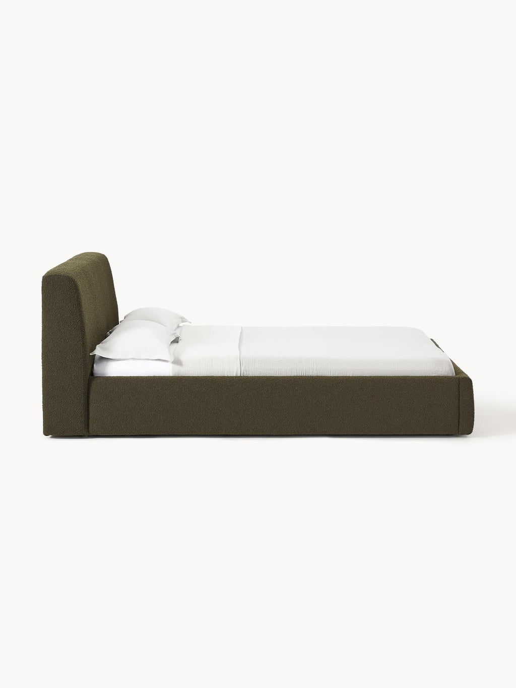 Cloud Bouclé Upholstered Bed — Dark Grey