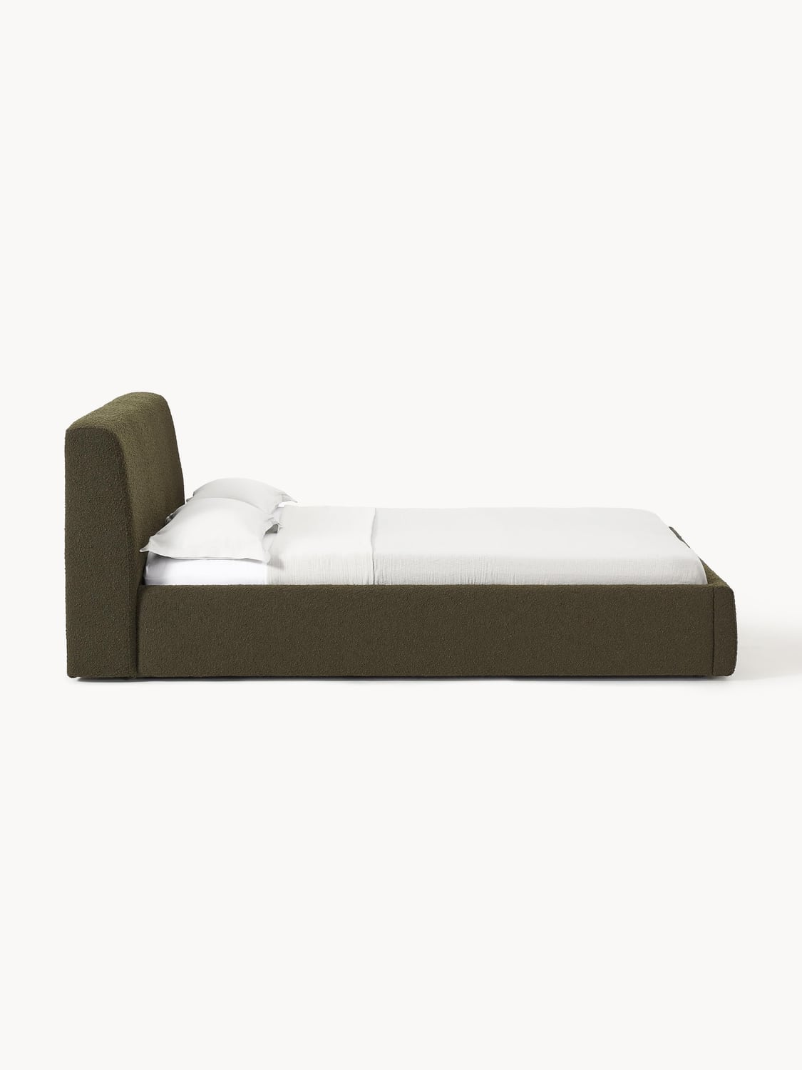 Cloud Bouclé Upholstered Bed — Dark Grey