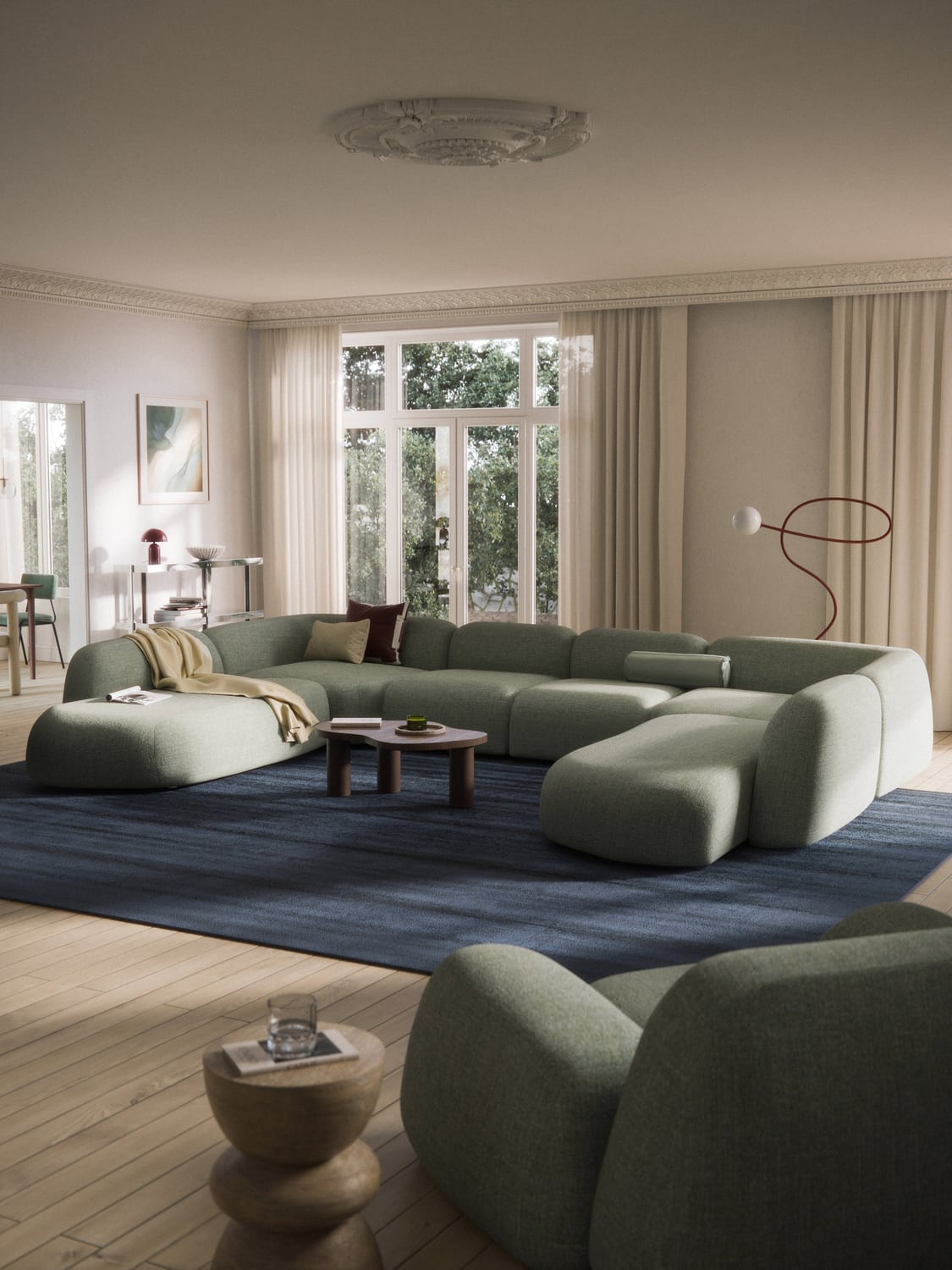 Wolke Modular Bouclé XL Sofa — Light Grey