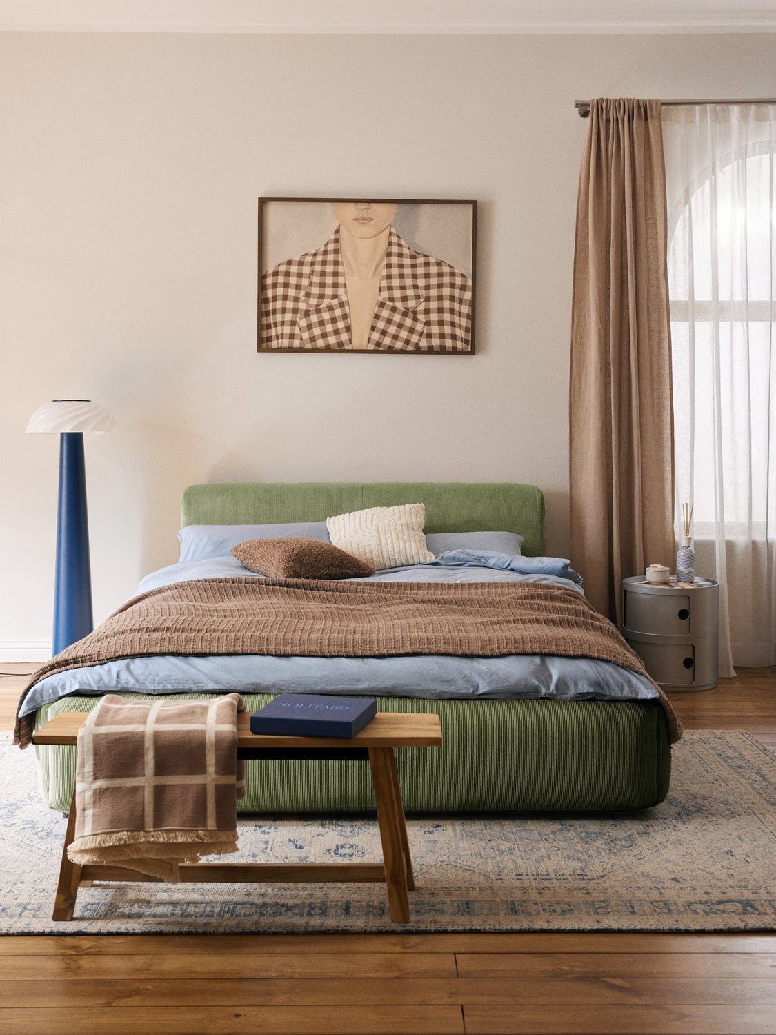 Melva Upholstered Bed — Sage
