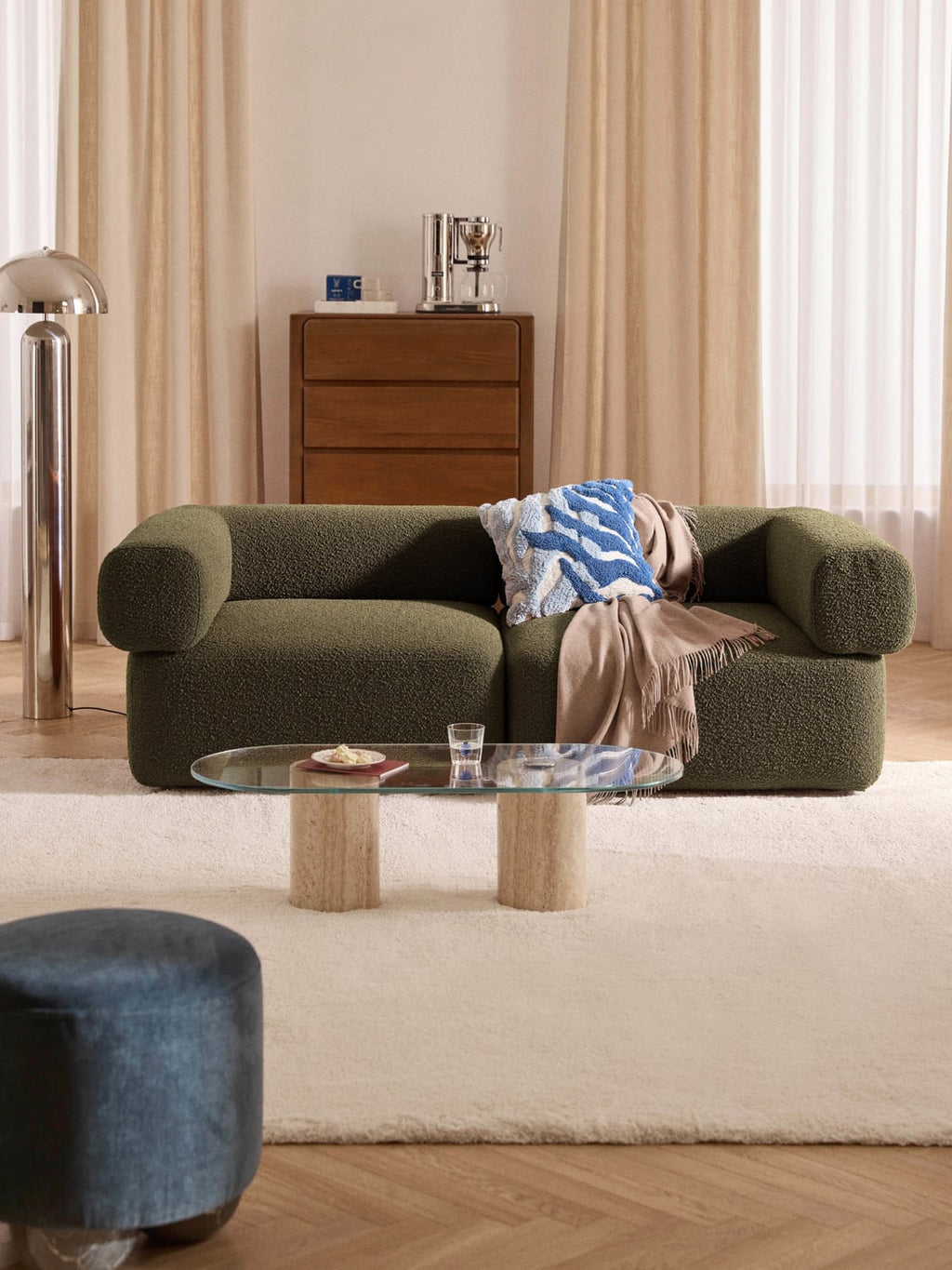 Anton Modular Bouclé Sofa (3-seater) — Chocolate