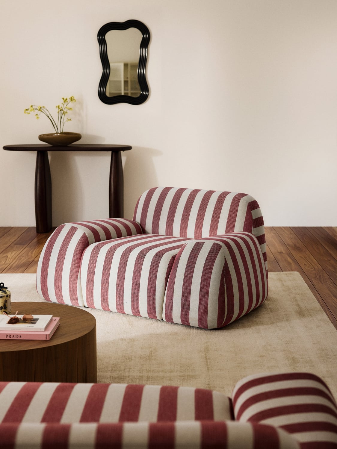 Wolke Striped Lounge Chair — Greige