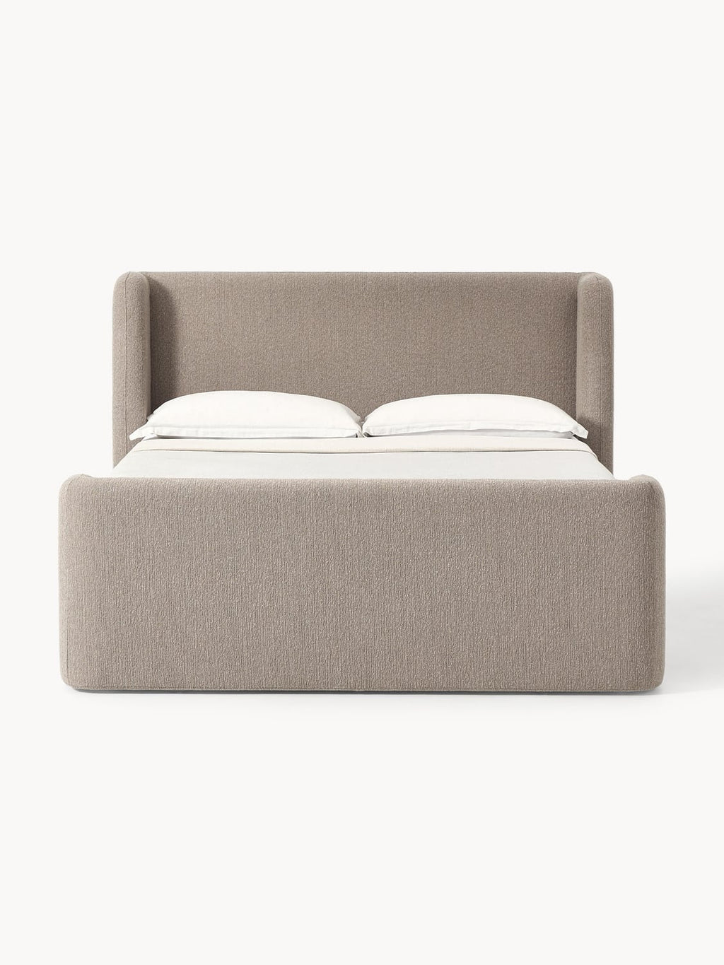 Perla Bouclé-Box-Spring Bed — Warm Grey