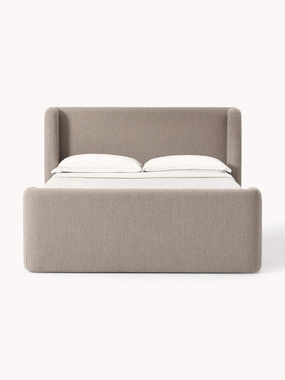 Perla Bouclé-Box-Spring Bed — Warm Grey