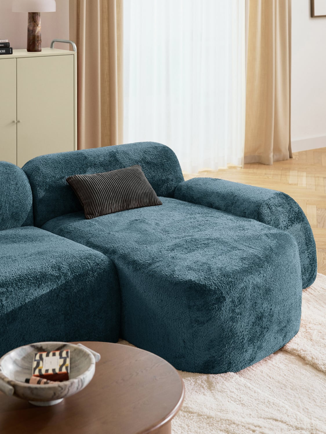 Wolke Teddy Bouclé-Chaise — Petrol Blue