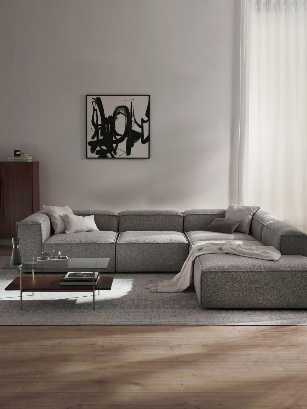 Lennon Modular XL Corner Sofa (4-seater) in Bouclé — Sage