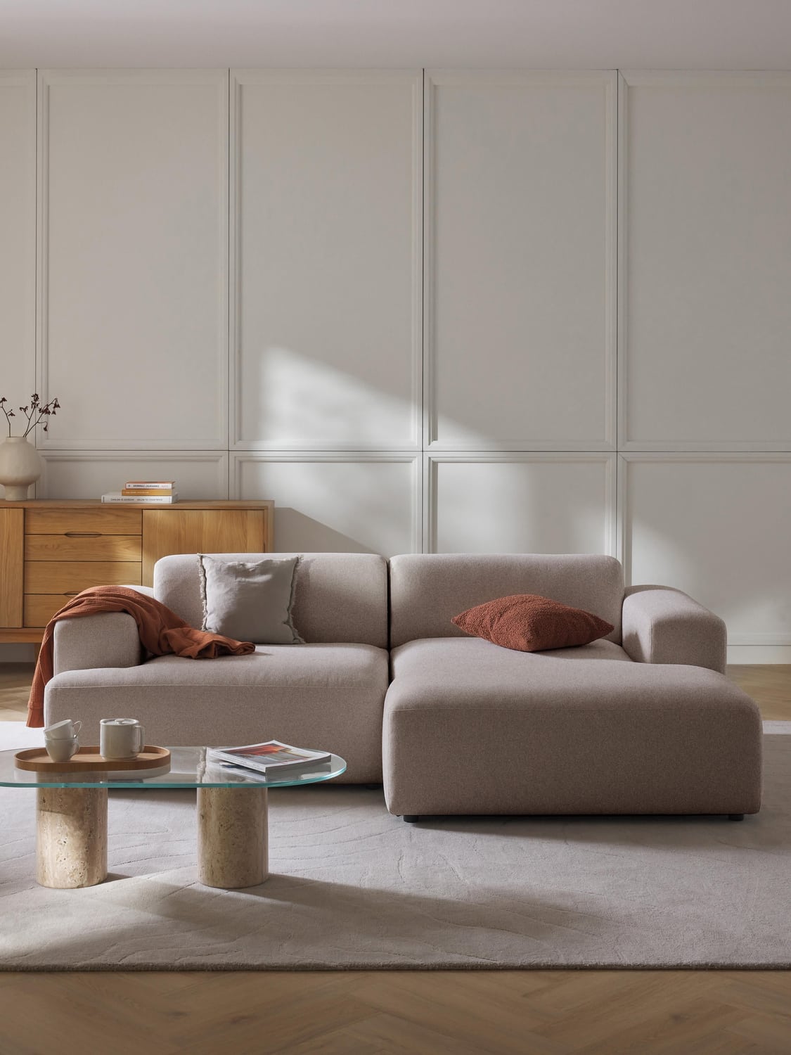 Melva Corner Sofa (3-seater) — Taupe